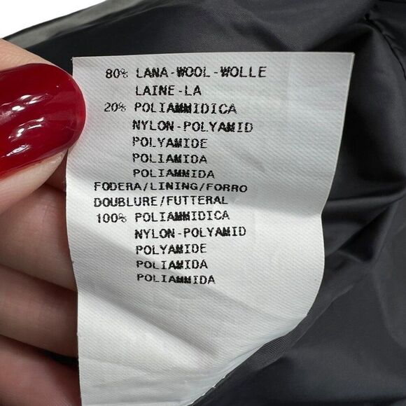 Armani Collezioni Womens Wool Jacket Size 12 Gray & Black Button-Up Hooded - Picture 14 of 15